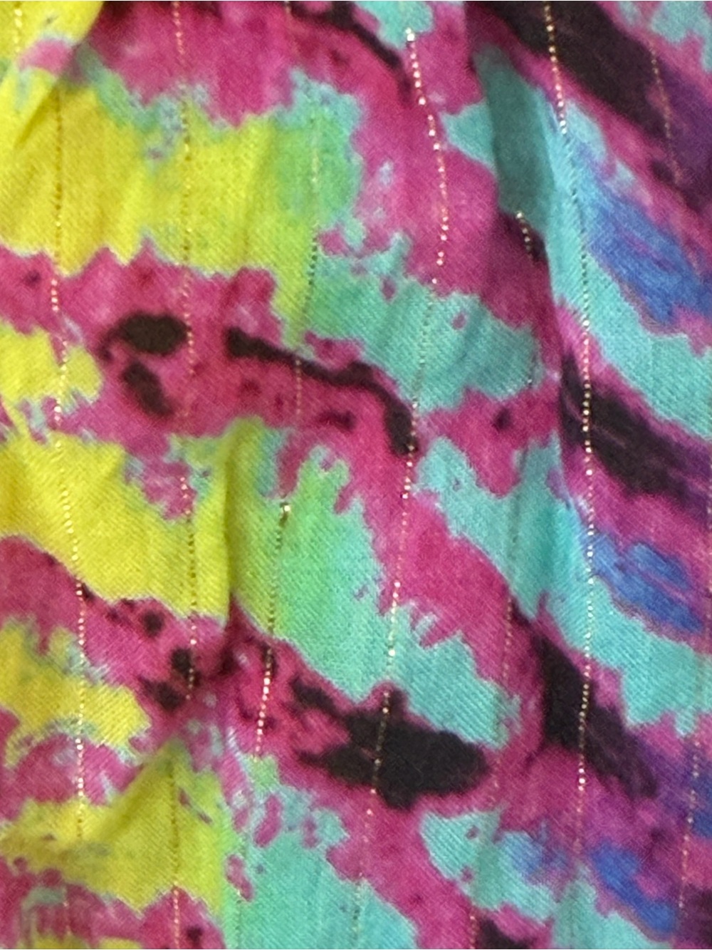 Luli Fama Off-Shoulder Cropped Blouse in Purple & Aqua Tie-Dye - Picture 4 of 6